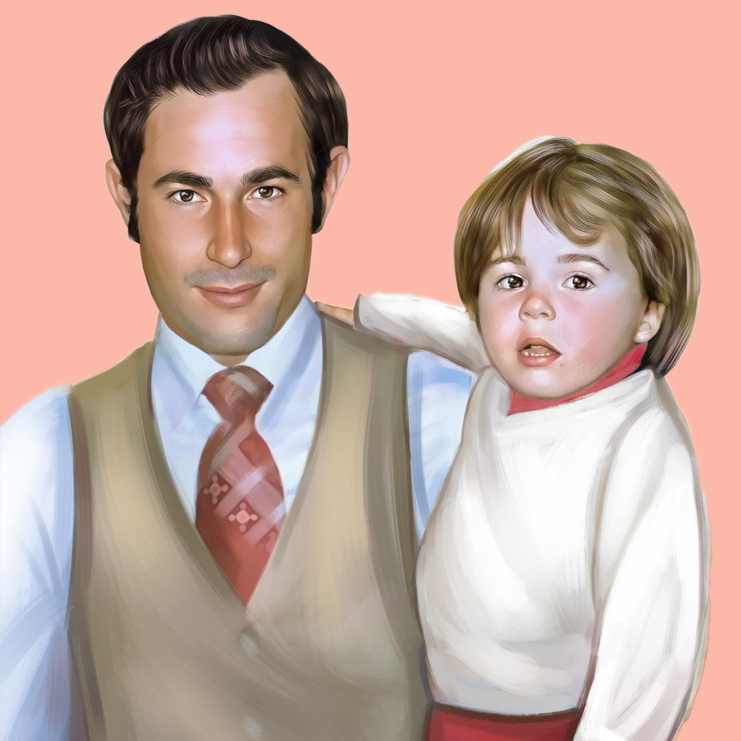 Retrato personalizado en formato digital padre e hijo